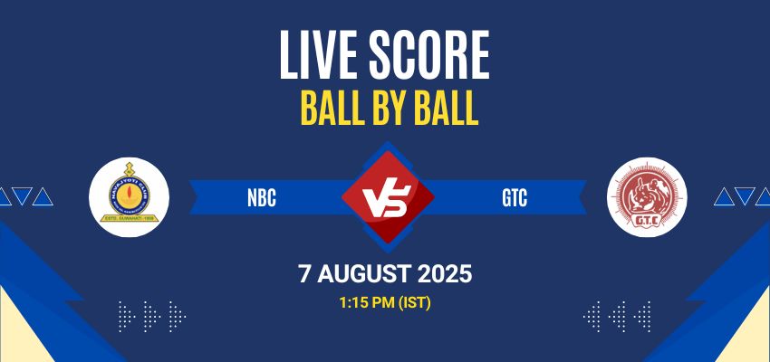 Guwahati T20 Spring Cup 2025 Live: NBC vs GTC Match 22 Live Score, Commentary & Full ResultsAll live score updates from Nabajyoti Club vs Gauhati Town Club
