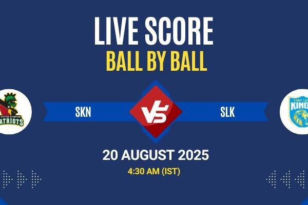 Caribbean Premier League 2025 Live: SKN vs SLK Match 6 Live Score, Commentary & Full Results. All live score updates from St Kitts & Nevis Patriots vs Saint Lucia Kings. Caribbean Premier League 2025 Live: SKN vs SLK Match 6 Score & Commentary
