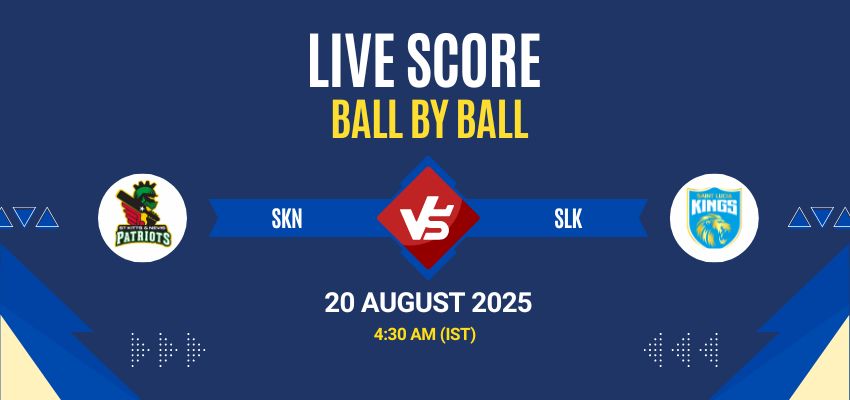 Caribbean Premier League 2025 Live: SKN vs SLK Match 6 Live Score, Commentary & Full Results. All live score updates from St Kitts & Nevis Patriots vs Saint Lucia Kings.