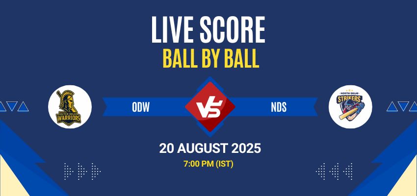 Delhi Premier League 2025 Live: ODW vs NDS Match 28 Live Score, Commentary & Full Results. All live score updates from Outer Delhi Warriors vs North Delhi Strikers.