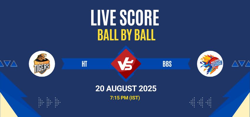 Maharaja Trophy KSCA T20 2025 Live: HT vs BBS Match 20 Live Score, Commentary & Full Results. All live score updates from Hubli Tigers vs Bengaluru Blasters.