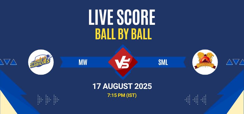 Maharaja Trophy KSCA T20 2025 Live: MW vs SML Match 14 Live Score, Commentary & Full Results All live score updates from Mysore Warriors vs Shivamogga Lions