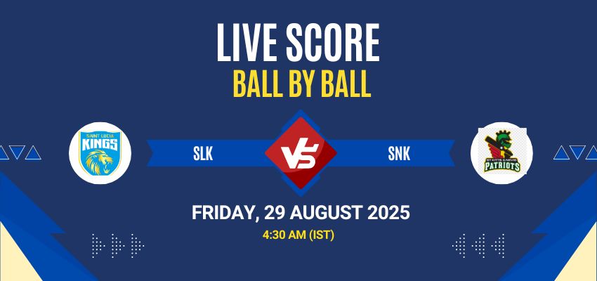 Caribbean Premier League 2025 Live: SLK vs SNK Match 15 Live Score, Commentary & Full Results All live score updates from Saint Lucia Kings vs St Kitts & Nevis Patriots