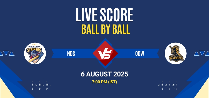 DPL 2025 Live: NDS vs ODW Match 9 Live Score, Commentary & Full Results All live score updates from North Delhi Strikers vs Outer Delhi Warriors